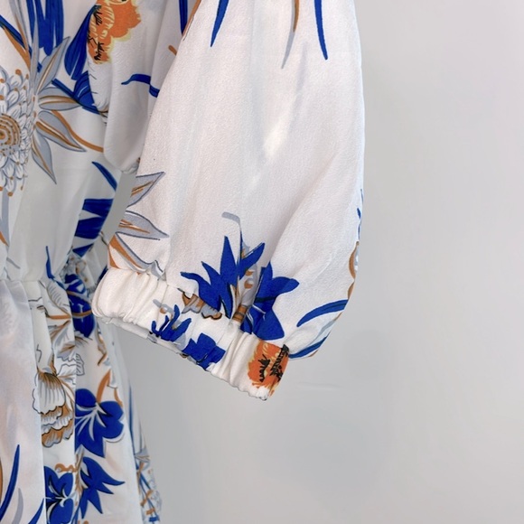 PLT Ice Grey Floral Chiffon Double Tier Plunge Skater Dress. US Size 10. NWT - Picture 10 of 16